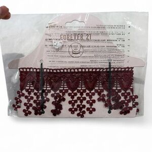 Forever 21 Burgundy Floral Lace Choker — NWT Whimsigoth / Gothic Accessory